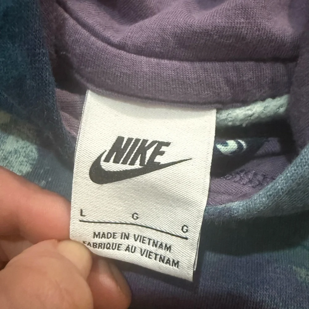 Nike Mini Swoosh Galaxy Tie Dye Hoodie Youth Large Fleece Pullover EUC
